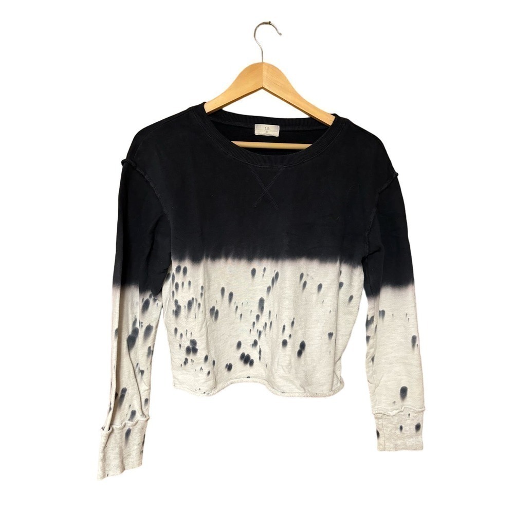 t.‎ la Anthropologie cropped roll hem crew neck sweat shirt top sweater